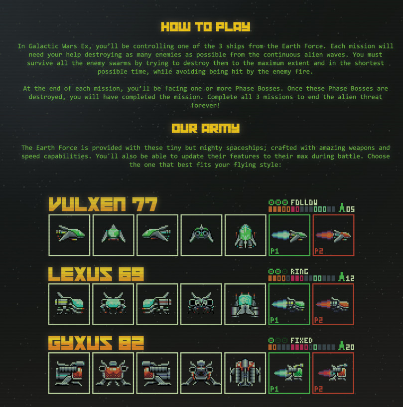 Galactic Wars EX - Pilot's Emergency Manual Screenshot 1
