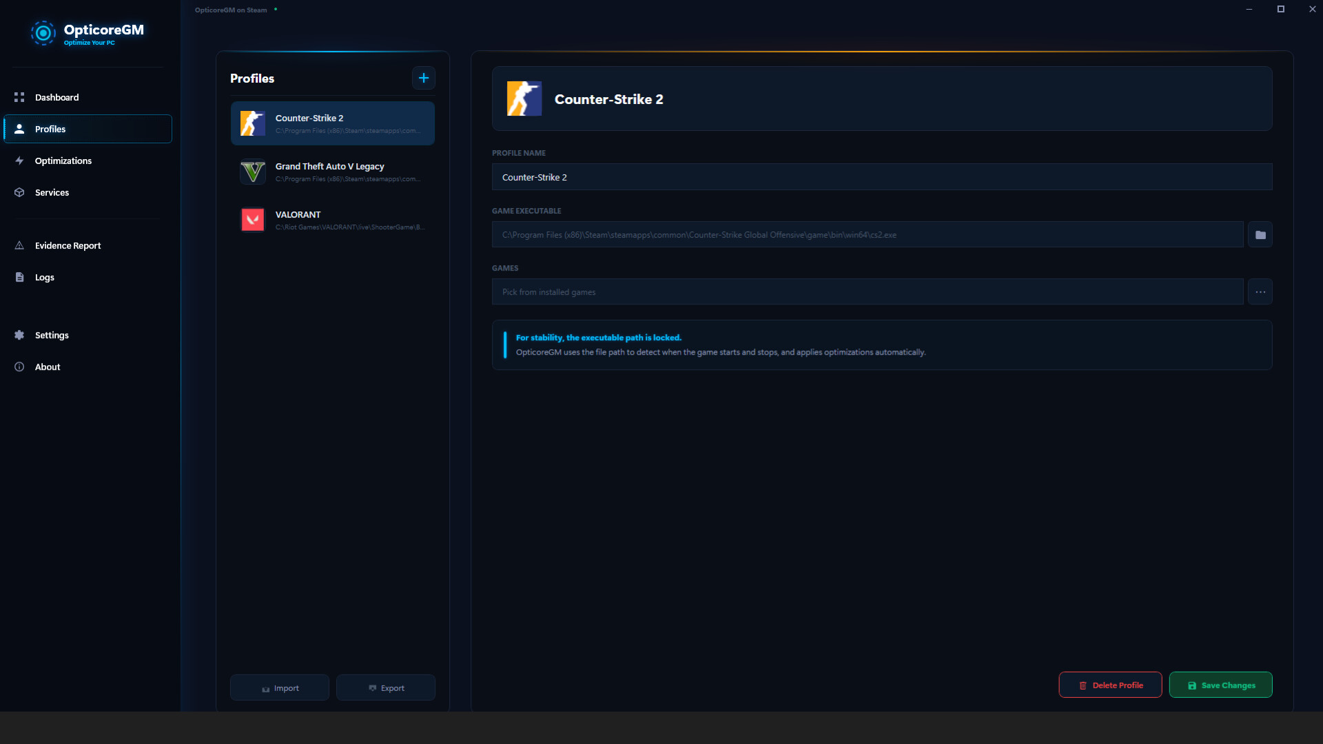 Opticore GM Screenshot 1