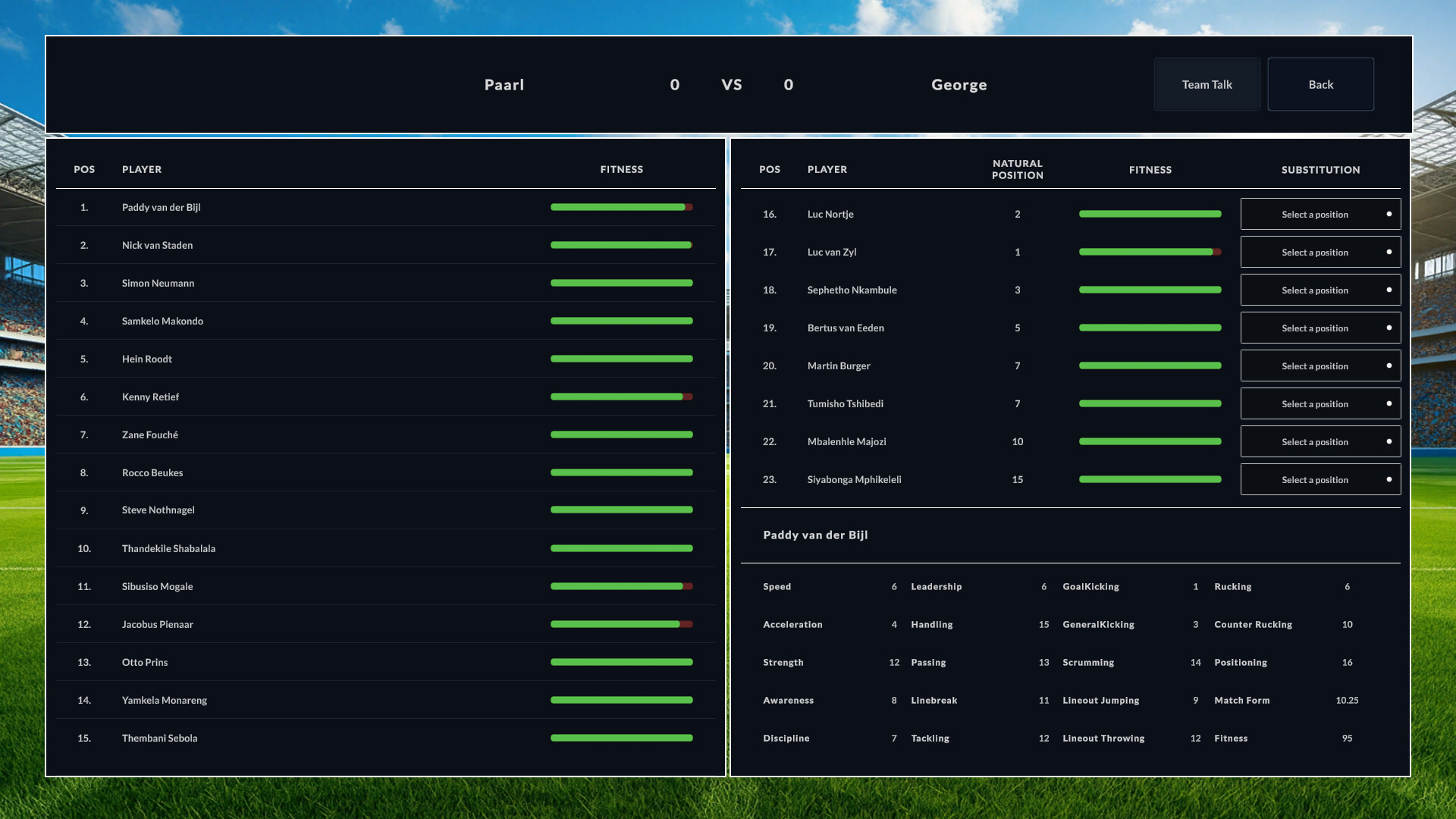 Rugby Career Manager Screenshot 1