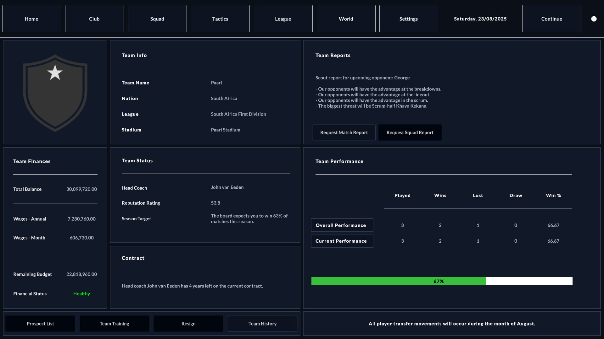Rugby Career Manager Screenshot 8