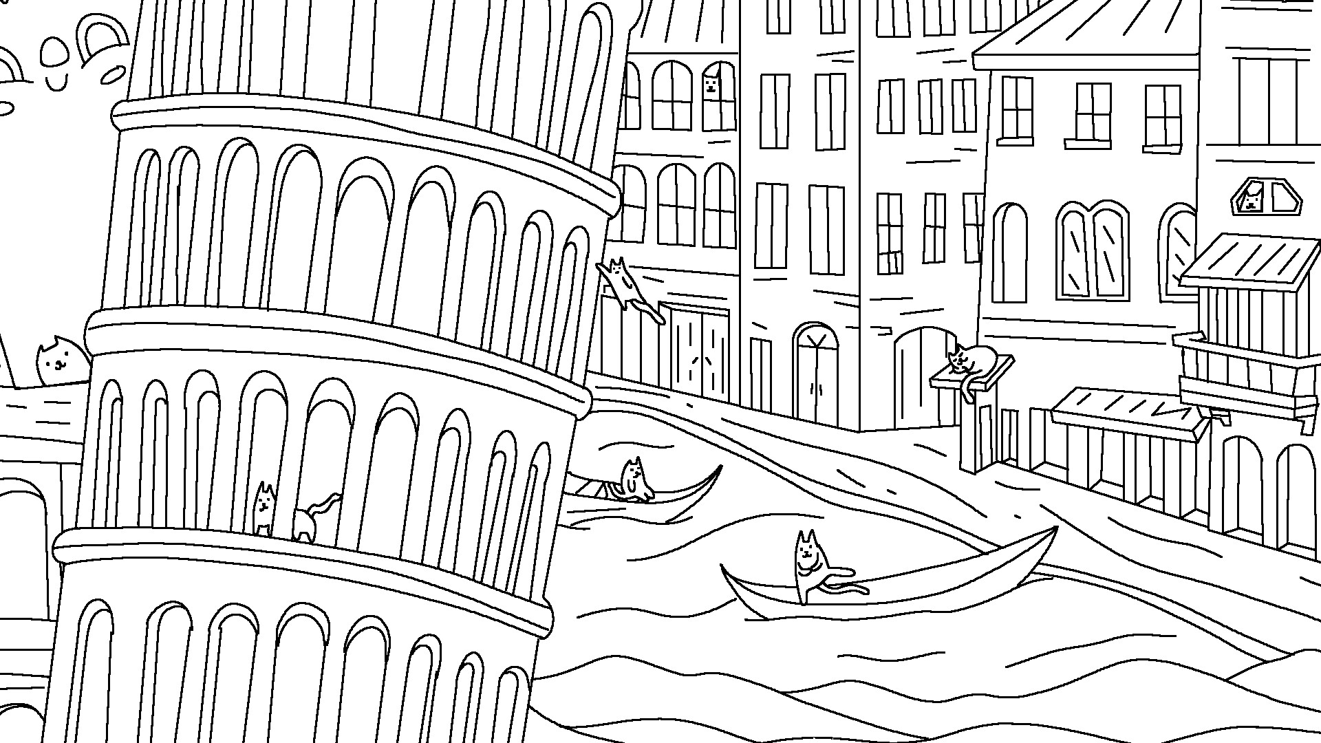 100 Cats Lost in Italy Find & Color Screenshot 3