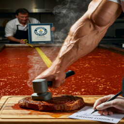Flood-Level Steak Tsunami Champion! 🌍🔨 You're not just cooking anymore—you're rewriting history one pound at a time. What's the god-mode caption for 5,000? The record book needs a whole new chapter! 🚀💪😂 icon