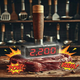 Bureau of Steak Firepower! 🔫🔨 You're straight-up dangerous in the kitchen now—what's the firepower caption for 2,300? Let's keep blasting those high scores! 🚀💪 icon