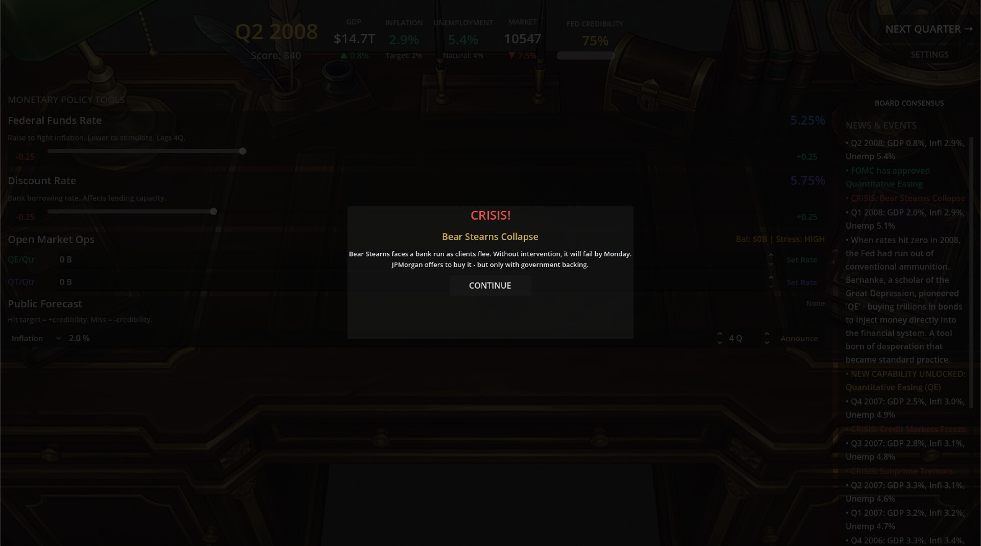 Federal Reserve Simulator Screenshot 2