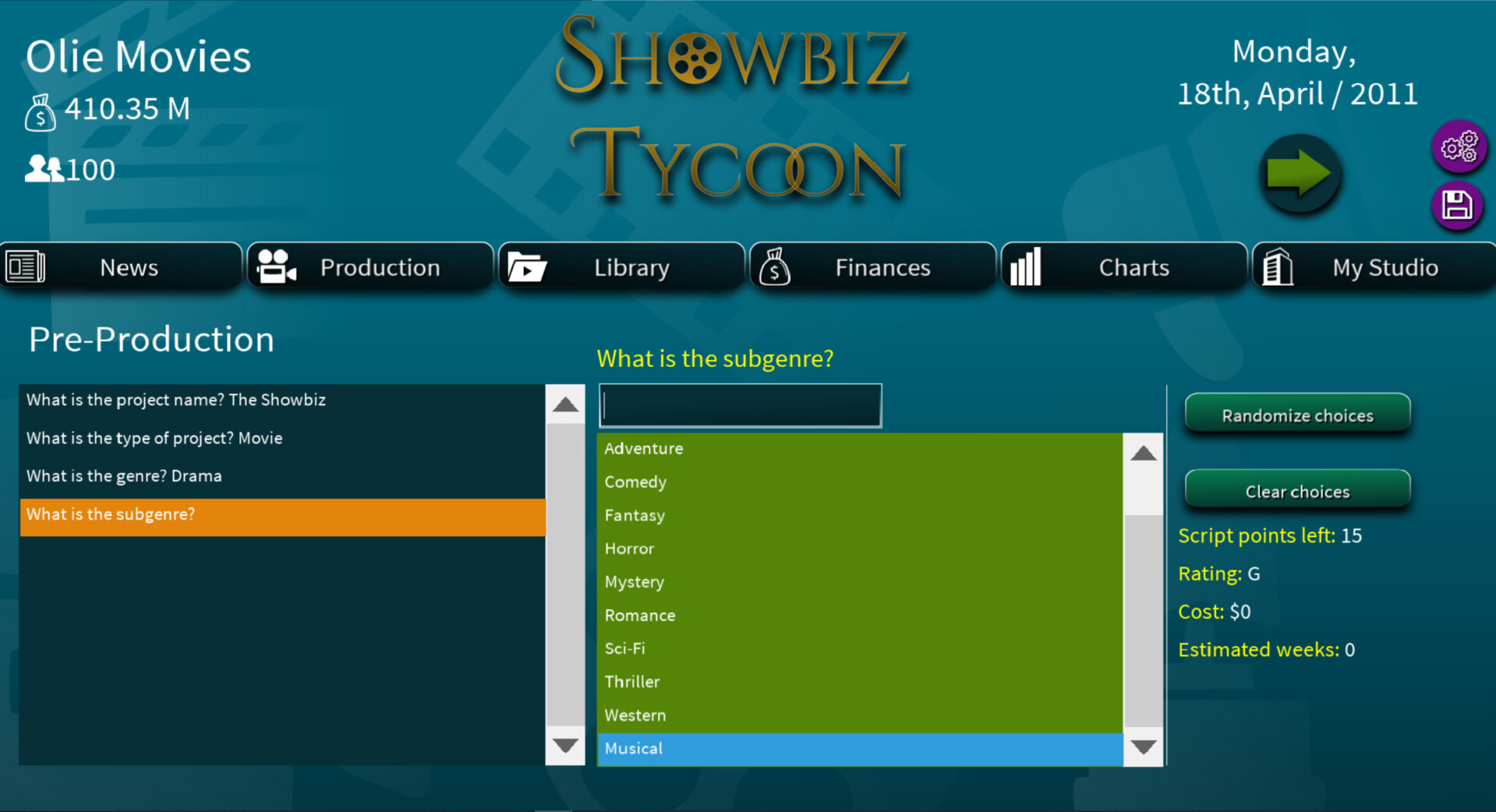 Showbiz Tycoon Screenshot 0