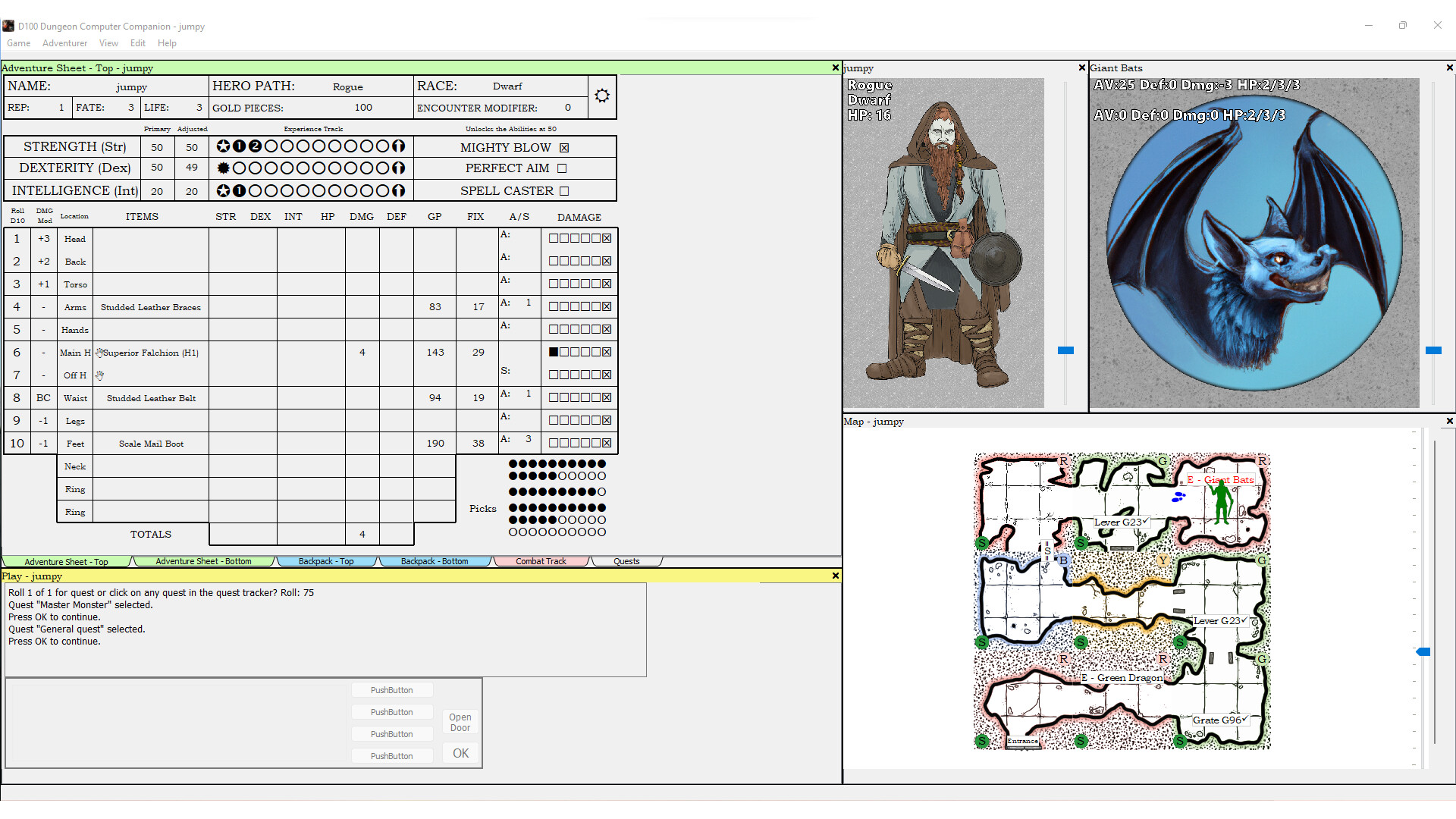 D100 Dungeon Computer Companion Screenshot 1