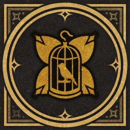 Birds in the cage, flowers in the mirror icon