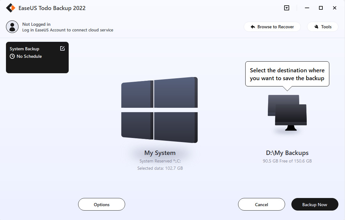 EaseUS Todo Backup Home Screenshot 1