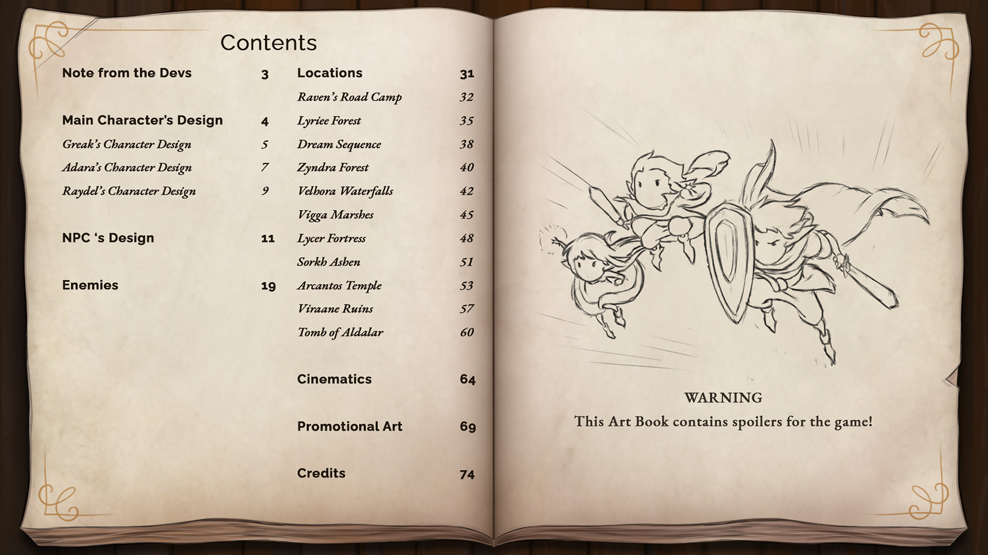 Greak: Memories of Azur - Digital Artbook Screenshot 1