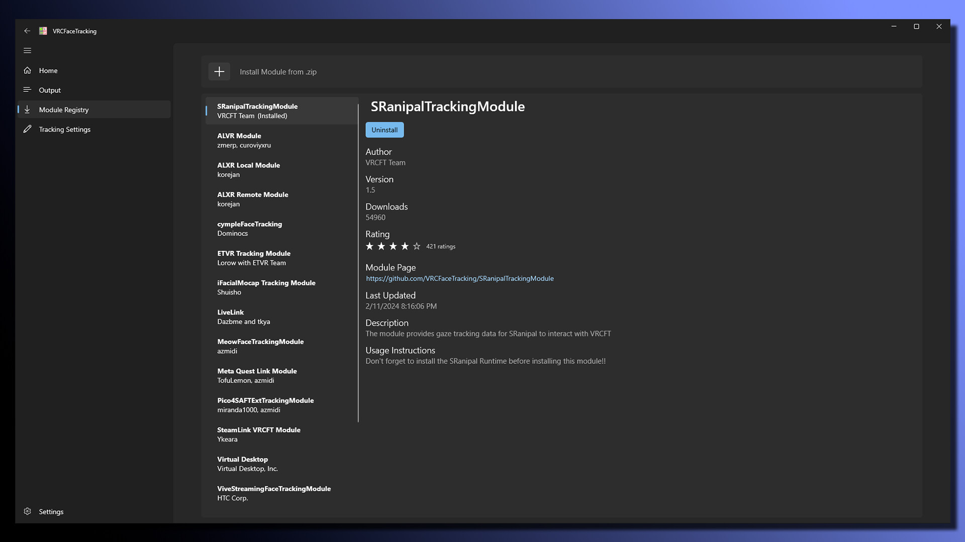 VRCFaceTracking Screenshot 2