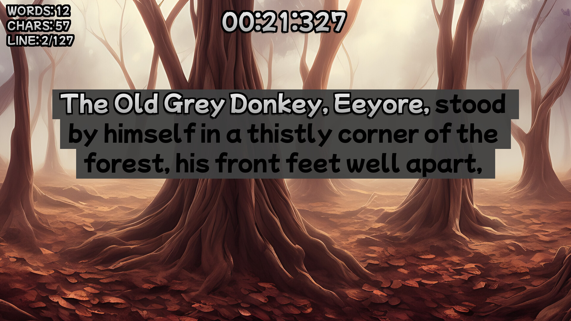 Winnie-the-Pooh's book writing speedrunner Screenshot 1