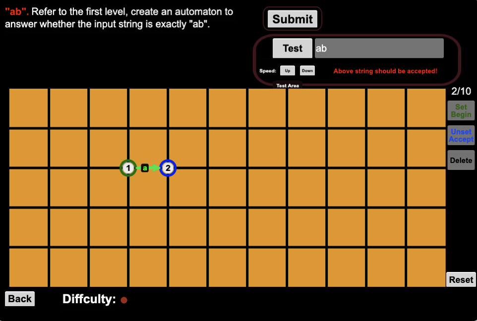 Finite State Automaton Challenges Screenshot 2